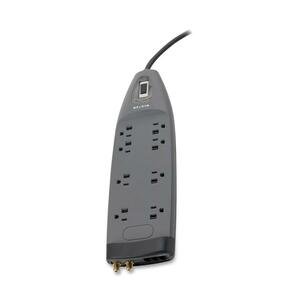 Belkin BE10823006 SurgeMaster 8-Outlet Surge Protector with 6ft Cord, Coaxial & Phone/Fax Protection, 3390J