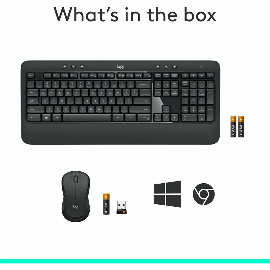 Logitech MK540 Wireless Keyboard and Mouse Combo, 1000 DPI, Unifying USB Receiver, Black - Image 10