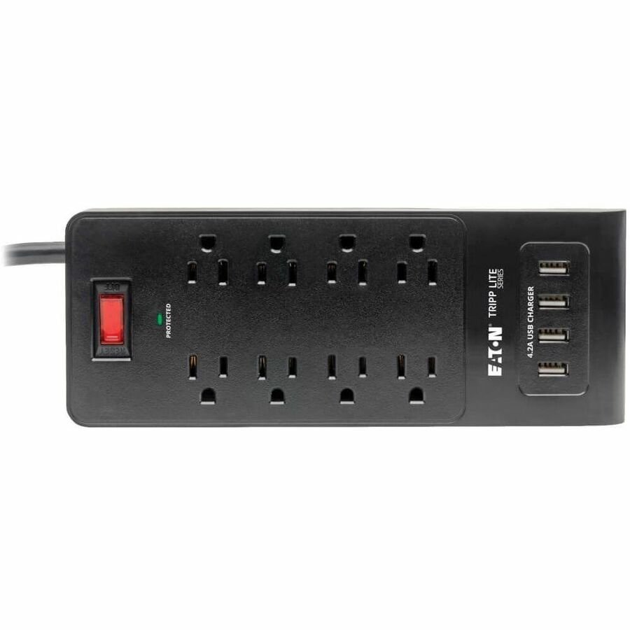 Eaton Tripp Lite Protect It! TLP864USBB 8-Outlet Surge Protector with 4 USB Ports, 1800J - Image 2