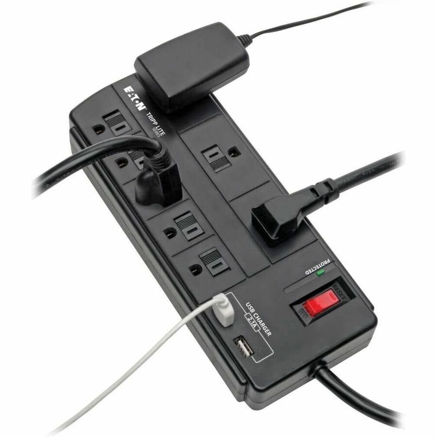 Eaton Tripp Lite TLP88USBB 8-Outlet Surge Protector with 2 USB Ports, 1200J, 8 ft Cord - Image 2