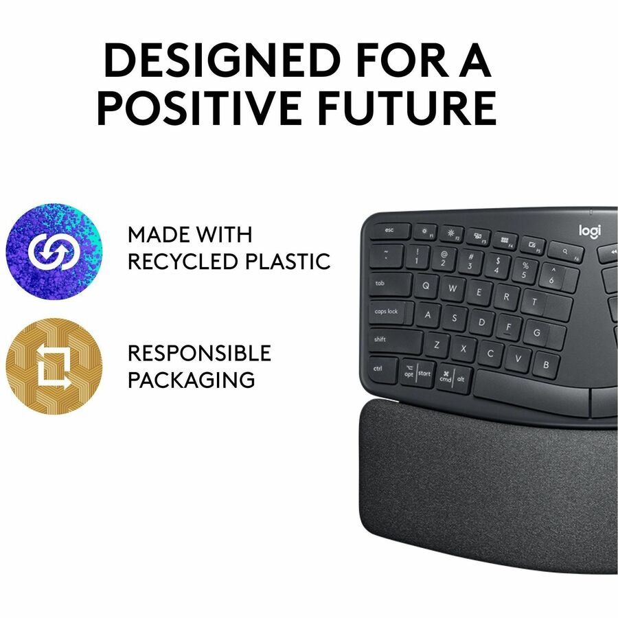 Logitech ERGO K860 Split Ergonomic Wireless Keyboard, Bluetooth & USB Receiver, Black - Image 8
