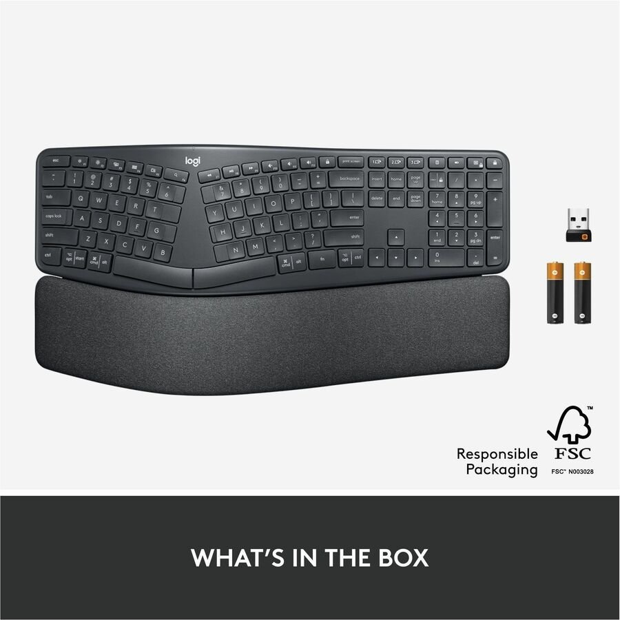 Logitech ERGO K860 Split Ergonomic Wireless Keyboard, Bluetooth & USB Receiver, Black - Image 7