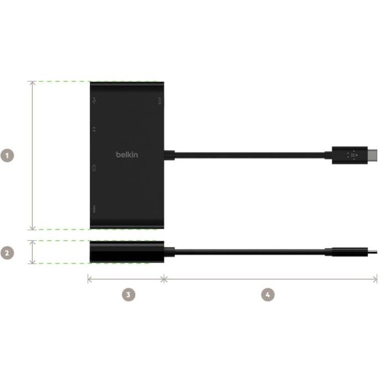 Belkin AVC005BKBL USB-C Multimedia Adapter, HDMI, VGA, USB 3.0, Gigabit Ethernet - Image 6