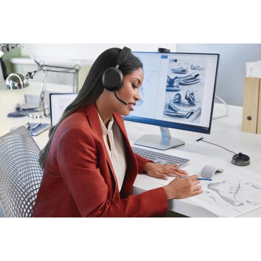 Jabra Evolve2 75 Wireless Stereo Headset with ANC, Link 380 Adapter and Charging Stand - Image 2