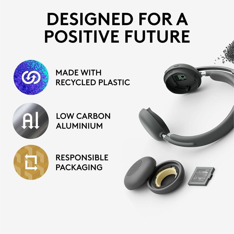 Logitech Zone 950 Wireless Bluetooth Headset, Hybrid ANC, 40mm Drivers, Graphite - Image 2