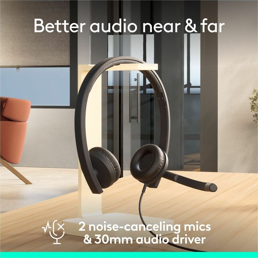 Logitech H570e Wired Stereo Headset, USB-C with USB-A Adapter, Microsoft Teams Certified - Image 6