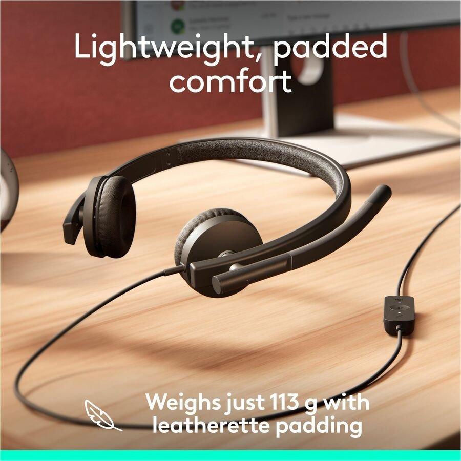 Logitech H570e Wired Stereo Headset, USB-C with USB-A Adapter, Microsoft Teams Certified - Image 5