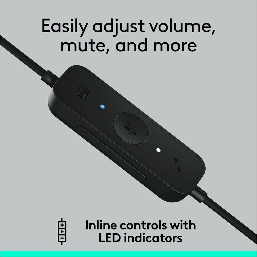 Logitech H570e Wired Stereo Headset, USB-C with USB-A Adapter, Microsoft Teams Certified - Image 3
