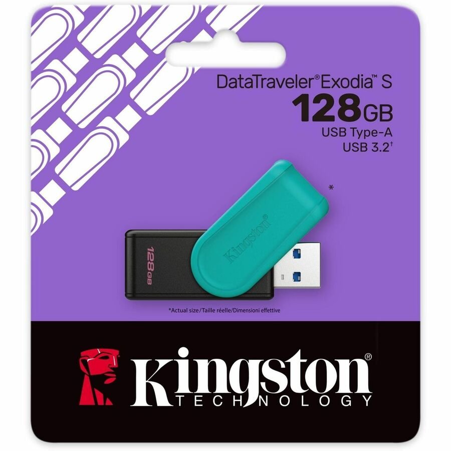 Kingston DataTraveler Exodia S 128GB USB 3.2 Gen 1 Flash Drive, Black/Turquoise - Image 2