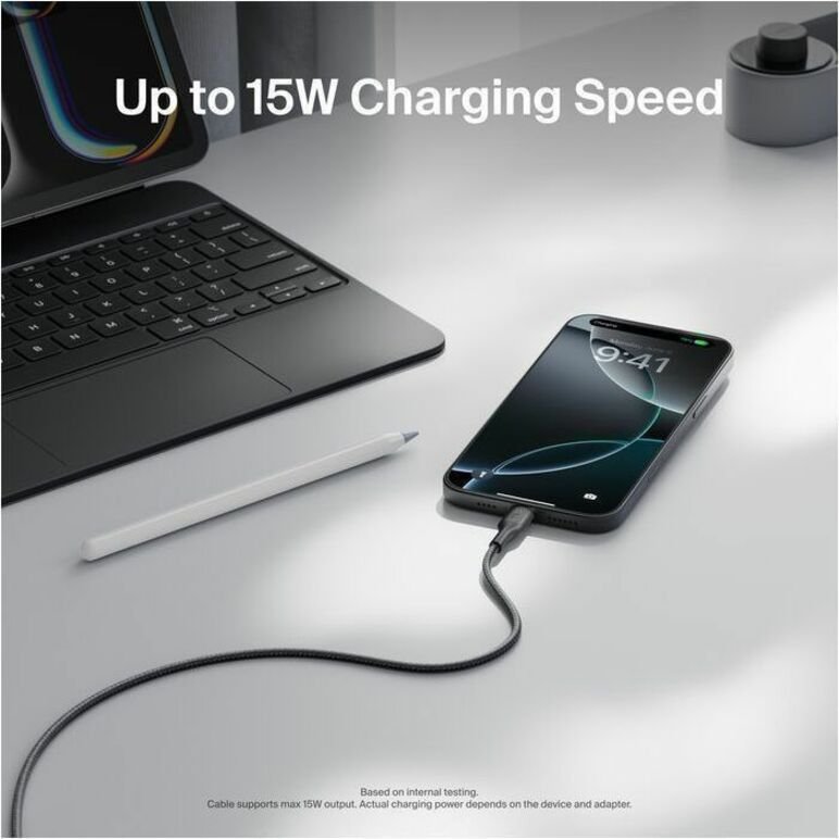 Belkin BoostCharge Pro Braided USB-C to USB-A Cable, 3.28 ft, Black, CAB022FQ1MBK - Image 2