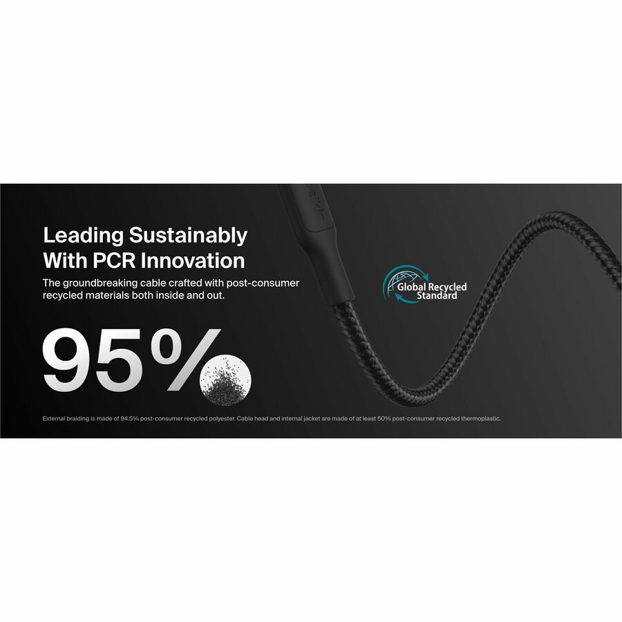 Belkin BoostCharge-CAB025FQ2MBK Pro 240W USB-C to USB-C Braided Cable, 6.56 ft, Black - Image 2