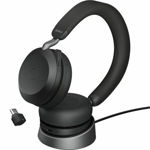 Jabra Evolve2 75 Wireless Stereo Headset with ANC, Link 380 Adapter and Charging Stand