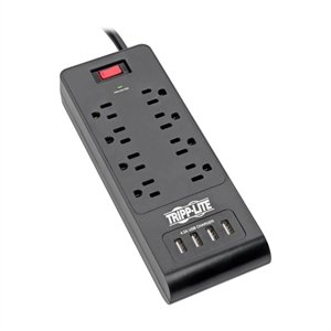 Eaton Tripp Lite Protect It! TLP864USBB 8-Outlet Surge Protector with 4 USB Ports, 1800J