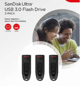 sandisk 64gb ultra usb 3.0 flash drive 3 pk.