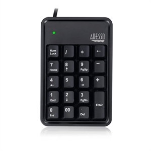 Adesso 19-Key Mechanical Keypad with 3-Port USB Hub