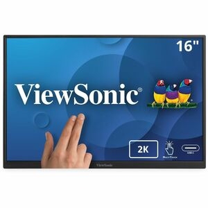 viewsonic td1656 2k 16 inch wqxga 1600p ips touchscreen portable monitor with 2 way powered 65w usb c, and built in stand with smart cover